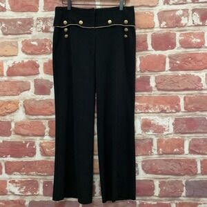 Vintage Cache Pants Trousers Women's XL Black Button Accent Wide Leg Zip Up